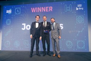 Jon Myers Accepting Award UK Search Awards