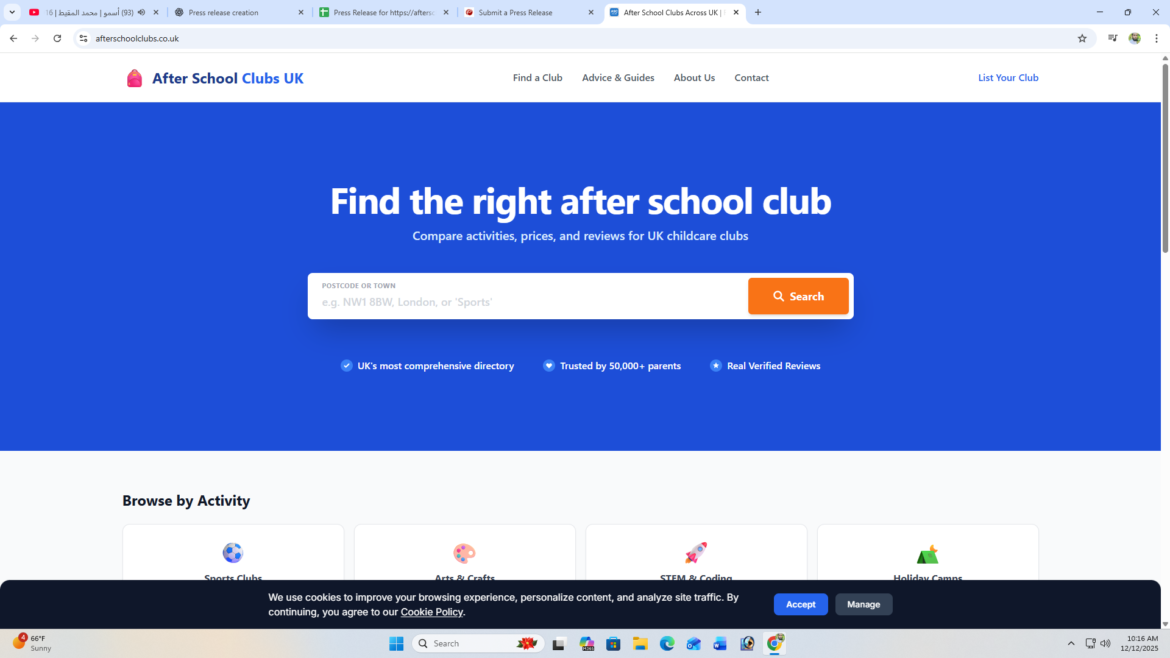 AfterSchoolClubs.co.uk Launches to Help UK Parents Find Trusted After-School Activities Faster
